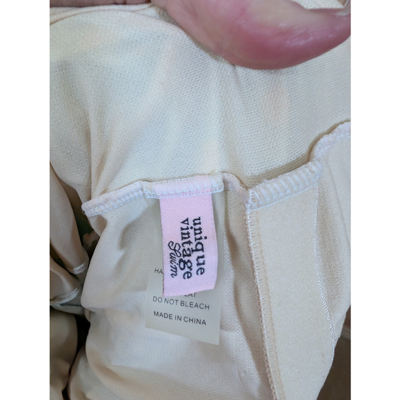 NWOT Women's Unique Vintage Swim One Piece Size L Green Yellow Polka Dot - Picture 5 of 6